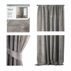 Curt/ah/velvet/pleat/silver/140x270/1pc