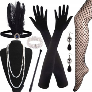 Zestaw Retro Lata 20 Flapper Damski Opaska Korale