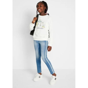 BONPRIX Dziewczęce jeansy skinny z paskami po bokach 122-128 952019