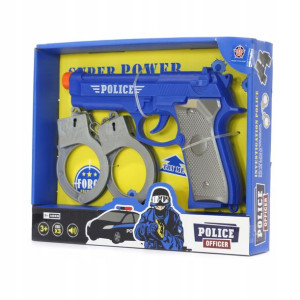 Zestaw Policja Pistolet Na Baterie + Kajdanki