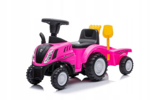 Coil Jeździk Traktor Z Przyczepą New Holland Róż