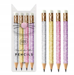 Ołówek Mini Brokat Zestaw 4szt W Etui