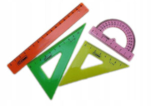 Zestaw Geometryczny Neon 4 Elementy Linijka Ekierk