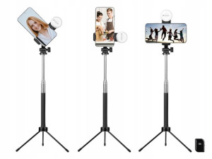 Kijek Do Selfie Statyw Z Lampką + Pilot Bluetooth