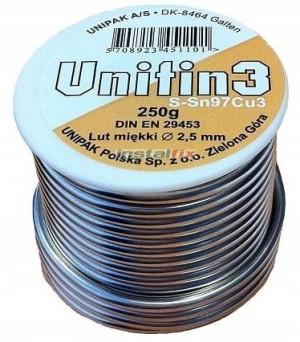 Lut Miękki Cyna Do Lutowania 2.5 Mm 250g Szpula Un