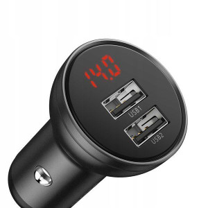 BASEUS Ładowarka Samochodowa 2xUSB 4.8A 24W LCD