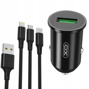 SZYBKA Ładowarka Samochodowa QC 3.0 + KABEL 3w1