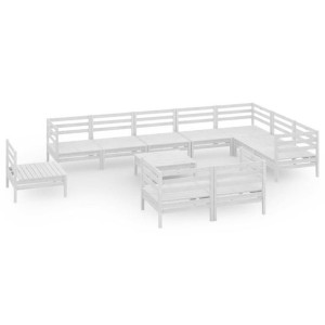 11-cz. zestaw wypoczynkowy do ogrodu, drewno sosnowe, biały