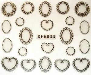NAKLEJKI ZŁOTE SREBRNE na paznokcie METALICZNE XF6033