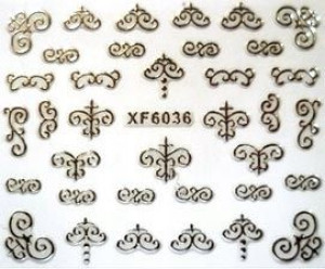 NAKLEJKI ZŁOTE SREBRNE na paznokcie METALICZNE XF6036