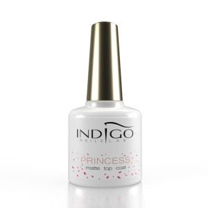 INDIGO Princess Matte Top Coat z Rózowymi Drobinkami 7ml