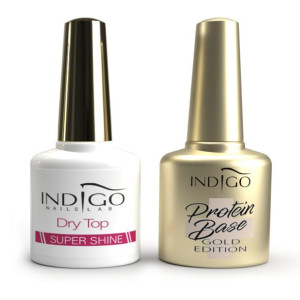 Zestaw INDIGO Protein Base Dry Top Super Shine Top Baza 7ml