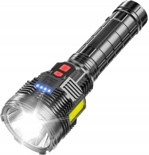 Latarka Taktyczna Mocna Z Akumulatorem LED USB COB