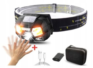 Latarka Czołowa Czołówka Taktyczna USB LED Sensor