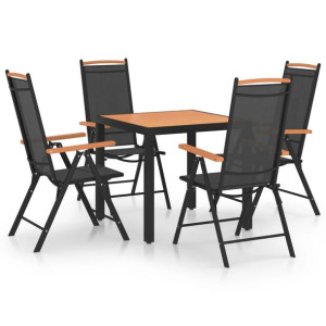5-częściowy zestaw mebli ogrodowych, aluminiowy, czarny