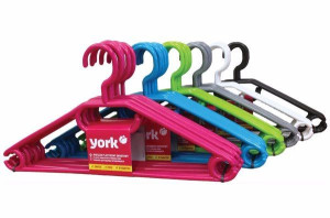 Wieszak plastikowy na ubrania YORK 9+1 komplet