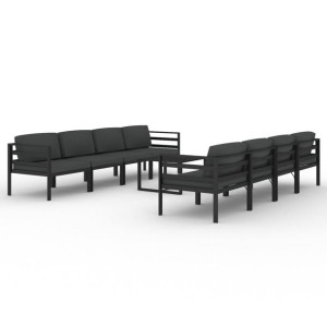 9-cz. zestaw mebli ogrodowych, poduszki, aluminium, antracyt