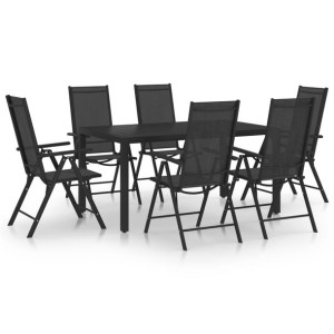 7-częściowy zestaw mebli ogrodowych, aluminium, czarny