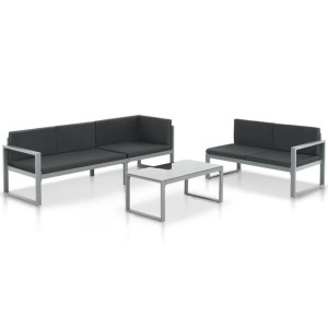 3-częściowy zestaw wypoczynkowy do ogrodu, aluminium, czarny