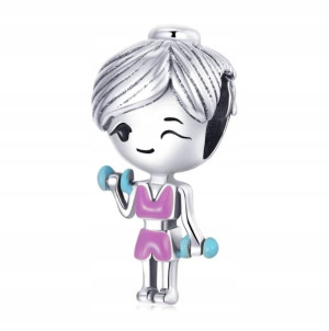 Charms zawieszka Fit Siłownia srebro Srebrna S925