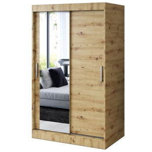 Szafa Przesuwna 120 cm Dąb Artisan Garderoba Lustro SOFIA