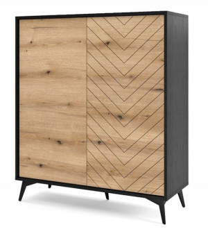 Komoda KD104 DIAMO jodełka dąb evoke czarny nóżki