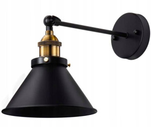 Kinkiet regulowany metalowy Edison czarny złoy