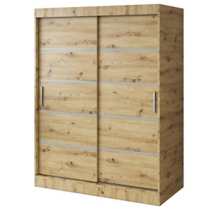 Szafa Przesuwna 150 cm Dąb Artisan Garderoba Listwy NINA