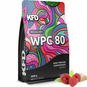 Białko KFD Regular+ WPC 80 3000g  Biała Czekolada -Malina