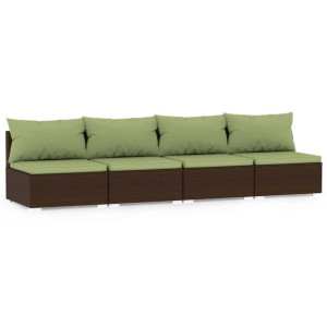 4-osobowa sofa ogrodowa z poduszkami, polirattan, brązowa