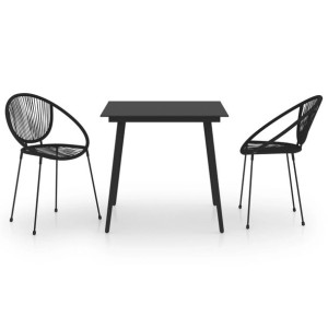 3-częściowy zestaw mebli ogrodowych, rattan PVC, czarny