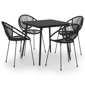 5-cz. zestaw mebli ogrodowych, rattan PVC, czarny