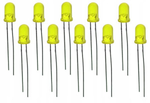 Dioda LED 5mm THT okrągła żółta - pakiet 10szt