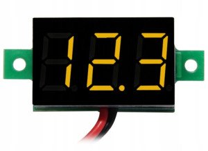 Woltomierz LED 3-30V DC 0,36" 2przewody żółty