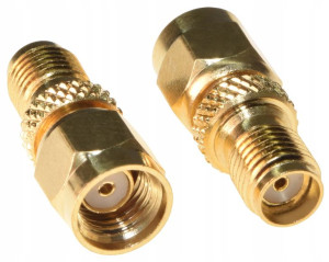 Adapter wtyk RPSMA - gniazdo SMA złoty