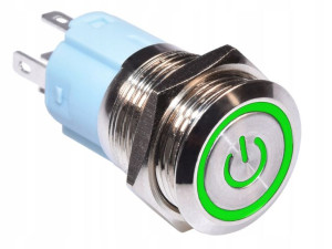 Przełącznik okrągły RING 16mm bistabilny zielony