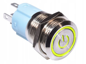 Przełącznik okrągły RING 16mm bistabilny żółty