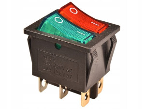 Włącznik podwójny 16A 250V RED GREEN podświetlany