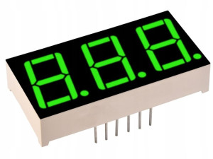 Wyświetlacz LED 7-segmentowy 3-cyfry Zielony
