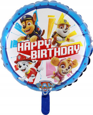 Balon foliowy koło Psi Patrol Paw Happy Birthday
