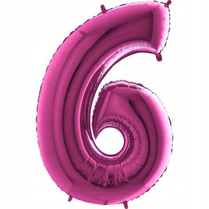 Włoski Balon Foliowy Na Hel Cyfra 6 Różowa 70cm