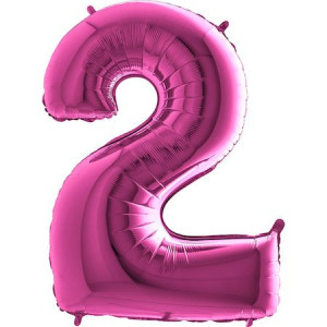 Włoski Balon Foliowy Na Hel Cyfra 2 Różowa 70cm
