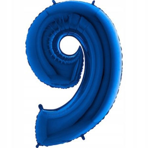 Włoski Balon Foliowy Na Hel Cyfra 9 Niebieska 70cm
