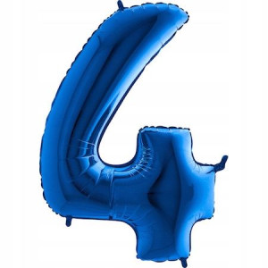 Włoski Balon Foliowy Na Hel Cyfra 4 Niebieska 70cm