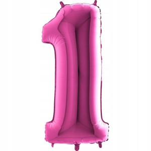 Włoski Balon Foliowy Na Hel Cyfra 1 Różowa 70cm