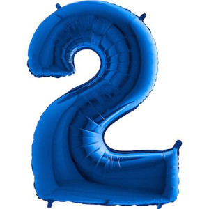 Włoski Balon Foliowy Na Hel Cyfra 2 Niebieska 70cm