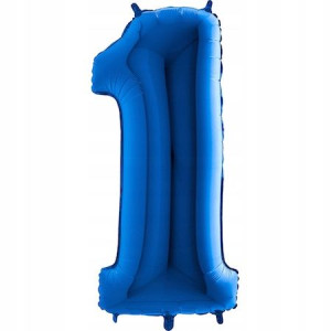 Włoski Balon Foliowy Na Hel Cyfra 1 Niebieska 70cm