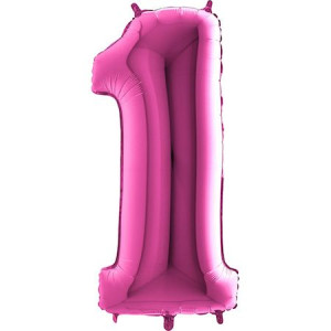 Włoski Balon Foliowy Na Hel Cyfra 1 Różowa 100cm