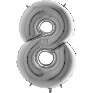 Włoski Balon Foliowy Na Hel Cyfra 8 Srebrna 100cm