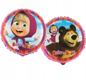 Balon foliowy koło Masza z niedźwiedziem 45cmx45cm